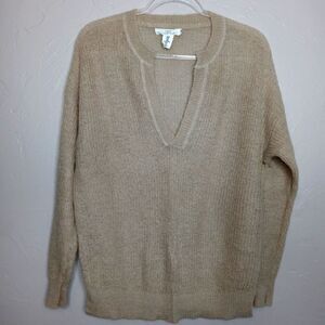 H&M L.O.G.G. Wool Blend Tan Open Knit Lightweight Sweater